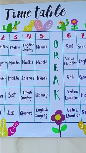 easy handmade school time table chart #schoolprojectmaker #diy #schoolproject Dm for your work done