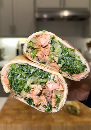 Blackened Salmon Caesar Wraps 🥬🌯 Ingredients: For the Blackened Salmon * 2 salmon fillets * 1 tsp paprika * ½ tsp garlic powder * ½ tsp onion powder * ½ tsp oregano * ½ tsp thyme * ¼–½ tsp cayenne (optional, for heat) *1 tsp lemon pepper * Salt & pepper * 1–2 tsp olive oil (optional (Or just already made blackened seasoning) For the Healthy Caesar Dressing * 3 tbsp Greek yogurt * 1 tbsp light mayo * 1 tsp Dijon mustard * 1–2 tsp lemon juice * dash of worcestershire * 2 small garlic clove, minc