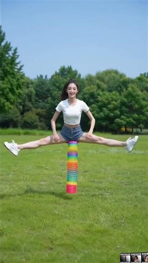 Can You Walk on a Giant Slinky? Bouncing Split Challenge!#seedance2 #即梦2 #challenge #slinky#balance