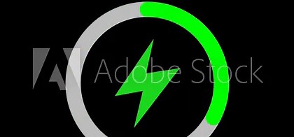 Bolt icon in green circle. Outline charging battery icon. Battery with lightning sign and charging circle, wireless electric charger. electric sign and symbol. power icon. energy sign