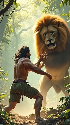 "Tarzan vs Lion – Epic Jungle Showdown 🌿🦁" #shorts2025 #viral #anmals #aiart #youtubeshorts #cat