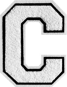 4.5 Inch White Chenille Varsity Letter Patch - Iron On Letterman Jacket Patches for Clothing, Hats, Jeans, Bags & Backpacks (1 PC)