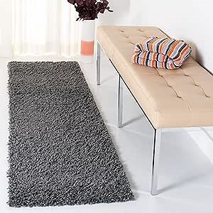 SAFAVIEH August Shag Collection Runner Rug - 2' x 7', Charcoal, Solid Design, Non-Shedding & Easy Care, 1.5-inch Thick Ideal for High Traffic Areas in Living Room, Bedroom (AUG200H)