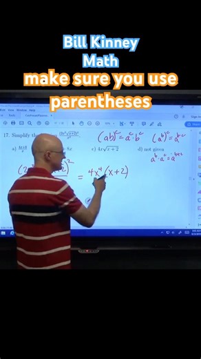 SIMPLIFY (2x^2 * sqrt(x+2))^2 / x^3: DON'T Forget PARENTHESES!!