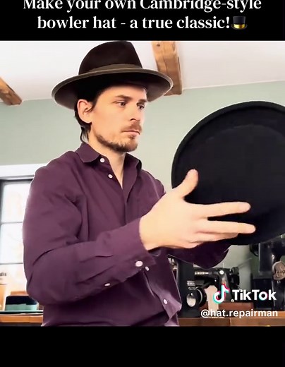 Make your own Cambridge-style bowler hat - a true classic! 🎩 #handmade #making #asmr #hatmaker #hatmaking
