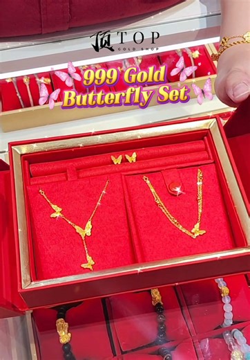 Elegant 999 Gold Butterfly Jewellery Set