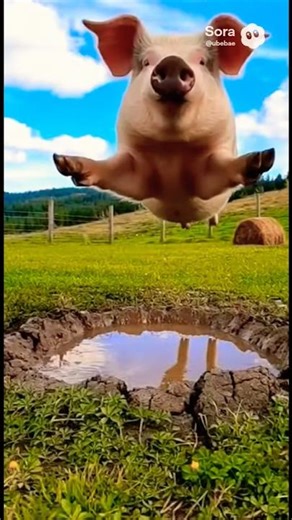 Pig Tries Tiny Puddle… Epic Mud Explosion! 😂🐷💦 #shorts #viral #youtubeshorts