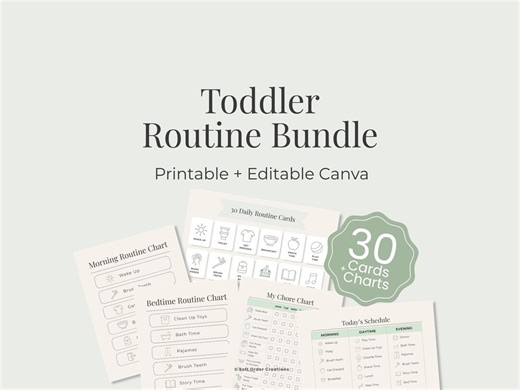 Kids Daily Routine Bundle Printable | Editable Canva Toddler Charts | Morning, Bedtime, Chore, & Visual Schedule - Etsy