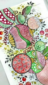 Original Christmas Ornament Zentangle Art: Watercolor & Gold Ink - Etsy