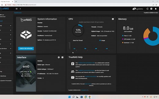 2、TrueNAS的基本设置以及iscsi的创建