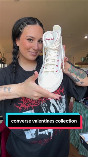 styling my new kicks from the @Converse ANZ Valentine's collection !!!! 🖤🍒🖤🍒 the heart eyelets and the underside are too cute 😭😭😭 also can we talk about this vintage aus made dress that I snagged from savers last month?!?! fits like a glove and has removable straps!!! incredible 🥰 #midsizefashion #ootd #altfashion #melbournefashion #whatiworetoday
