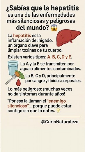 👉 “Hepatitis: el enemigo silencioso que todos deben conocer ⚠️” #Hepatitis #Salud #CurioNaturaleza