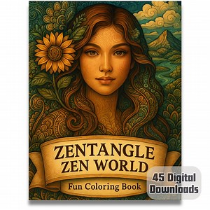 Zentangle Zen World | 45 Intricate Coloring Pages for Adults | Mindful Patterns, Animals & Faces | Digital Download PDF - Etsy