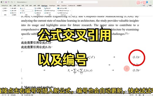 Word公式交叉引用，用mathtype进行公式编号和引用