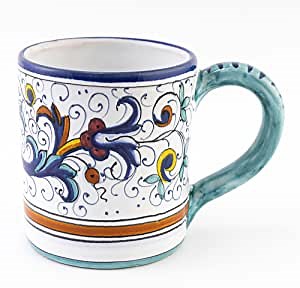 Fima Italian Ceramic Mug Ricco Deruta Blu - Hand Made Pottery Coffee Mugs, Deruta Italian Pottery, Painted Mug, Italian Ceramic, Made in Italy, Painted Coffee Mug, Mugs Handmade