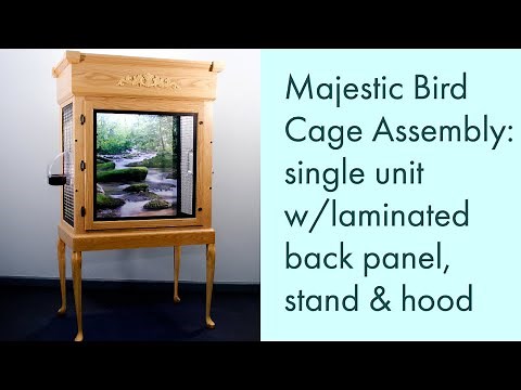 Majestic Bird Cage Assembly: Single Unit w/laminated back panel, stand & hood