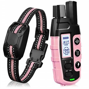 [Hot Item] Pink Rechargeable Waterproof E Collar with Beep Vibration Safe Shock Modes