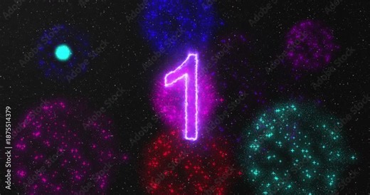 4K Luxurious neon New Year 2026 countdown animation. 2026 New Year Top ten countdown bright neon numbers from 10 to 1, perfect for corporate events, NYE celebrations, social media, and festive.