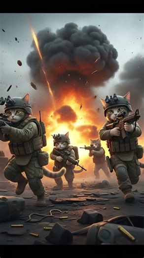 When Cats Become Soldiers #catbattle #aivideo #shorts