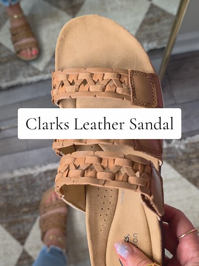 Clarks Leather Memory Foam Sandals — Wide Sizes & Braided Straps