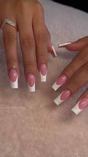 Pink and White French Tip Nail Designs
