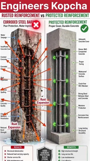 RUSTED REINFORCEMENT vs PROTECTED REINFORCEMENT | Why Concrete Cover Prevents Steel Corrosion