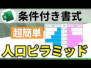 【Excel講座】人口ピラミッド｜条件付き書式を使った作成方法