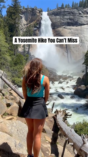 Thunderous 600 ft snowmelt waterfall hike you can’t miss📍Nevada Falls #yosemite #waterfall #hiking