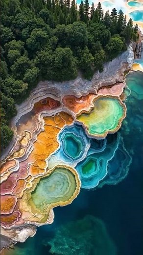 Mind-Blowing Colors: Rainbow Geothermal Pools & Hot Springs | Unique Natural Wonder Aerial View