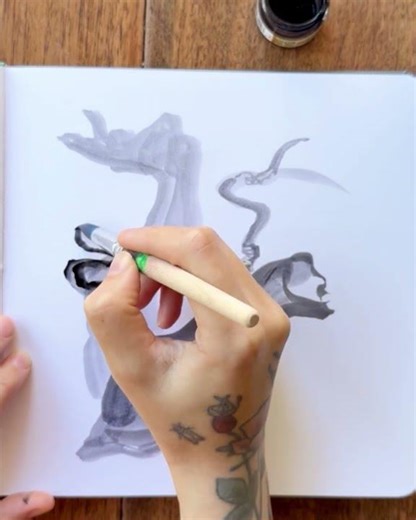 Why not steal a brush from my daughter’s IKEA set and make a quick ink sketch? #sketchythings