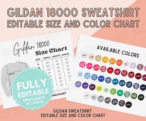 Gildan 18000 Sweatshirt Color Chart, Editable Canva Mockup (digital Download) - Etsy