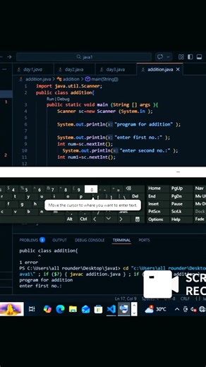 🚀Day5: addition by user input subscribe #learnjava #javabeginner #java