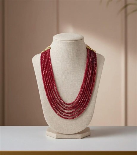 Faceted Ruby Quartz Beaded Necklace – 3 to 9 Layer Handmade Rondelle Ruby Necklace – Statement Gemstone Jewelry for Women - Etsy