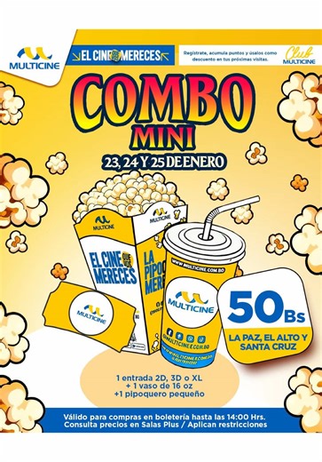 Combo Mini en Multicine por 50 Bs - ¡Disfruta del Cine!