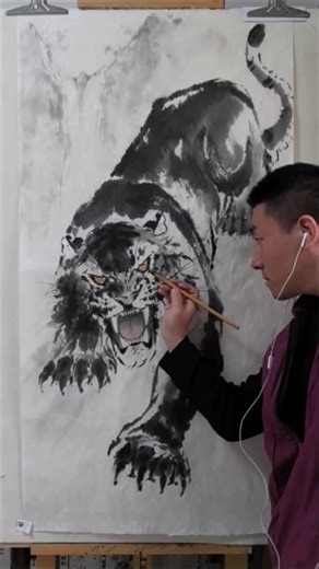 中国水墨手绘猛虎（Chinese ink hand-painted tiger）120*60cm 51029 #art #artist #artcollector #meettheartist #reelspainting #artist #arts #artworks #artworks_portrait #artesanato #artgallery #creative #creativelifestyle #艺术品 #surfart #painting #中国艺术家 #中国艺术品 #中国艺术 #老虎 #tiger #creative