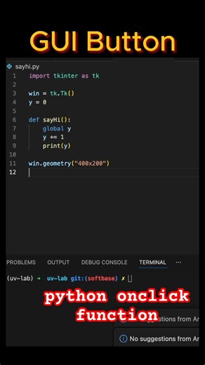 Python - Tkinter GUI onclick function#python #プログラミング #pythonコツ