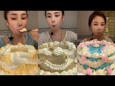 ASMR Mukbang Beautiful Cream Cakes | Soft & Moist Eating Sounds | Cake Feast