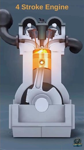 How a Four-Stroke Engine Works (3D Animation) ⚙️🔥 #Shorts #automobile