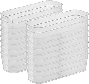 Sterilite 13538608 Narrow Storage Trays with Sturdy Banded Rim and Textured Bottom for Desktop and Drawer Organizing, Clear (48 Pack)