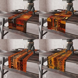 Ethnic Tribal Table Decor Runner, African Print Runner, Rustic Table Runner, Primitive Art Table Runner, Fiery Tribal Table Runner - Etsy