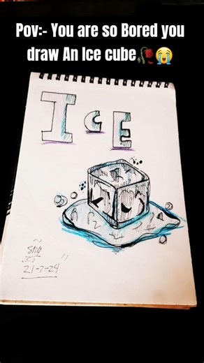 Ice cube Drawing🧊✍️| Artists When boredom hits..🗿🤌✨ #Artshorts#Objectart#Artmeme#realism#Pencilart