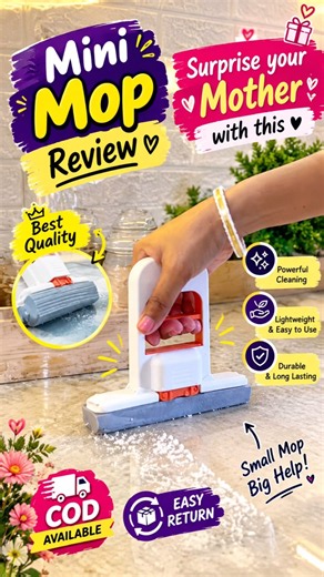 2-in-1 Foldable Mini Mop 🧹✨ | Compact Floor Cleaning Hack #shorts