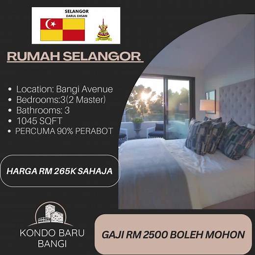 Salam Sejahtera Tuan2 dan Puan2👋🏻 🎊*Rumah Selangorku Baru Launching* 🎊 📍Location : Bangi Avenue Beside CS market 🏠Keluasan : 1045 sqft 【3 bilik 3 bilik air】 *Early Bird Promotion utk Pertama Rumah Buyer* 📣Percuma SNP Legal Fee 📣Percuma 90% Perabot ✅ 3 x Air-Con ✅ 3 x Water Heater ✅ Kitchen Cabinet Top & Bottom ✅ Peti Sejuk ✅ TV TV Cabinet ✅ 3 x Wardrobe dalam Bilik Tidur Harga hanya RM 265k saje‼️‼️ #rumahmampumilik #rumahbajet #hartanahselangor #kediamanmampumilik #hartanahmampumilik #r