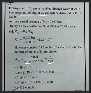 Example 4. If \mathrm{N}{2} gas is bubbled through water at 293... | Filo