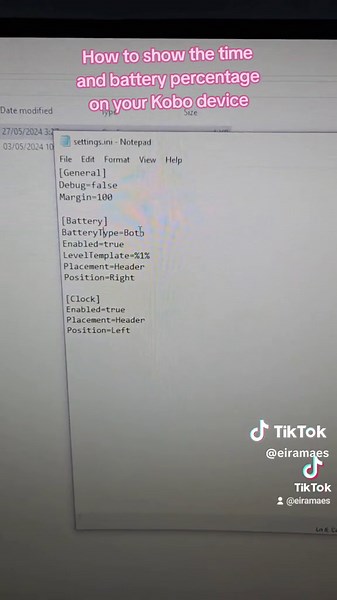 Show Time and Battery Percentage on Kobo Device