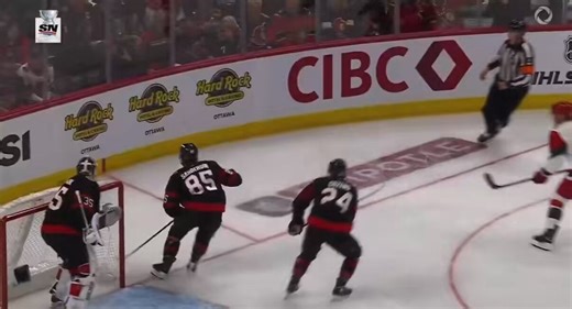 This is a brutal hit by Taylor Hall on Sanderson, which got two minutes for an illegal check to the head. Cut across front of body and head was main point of contact