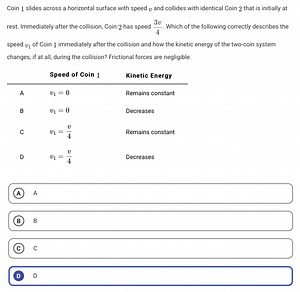Coin 1 slides across a horizontal surface with speed v and coll... | Filo