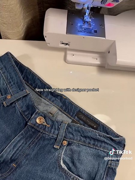 New Reworked Jeans with Designer Pocket on Vinted