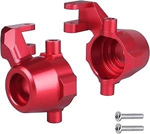 HobbyPark Aluminum Steering Blocks Front Steering Knuckles (Left & Right), for 1/10 Traxxas Maxx Upgrades, Replacement Parts of 8937 (Red)