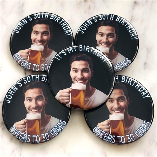 Custom Photo Birthday Pin: Personalized Party Favor Badge -2.25 Inches - Etsy